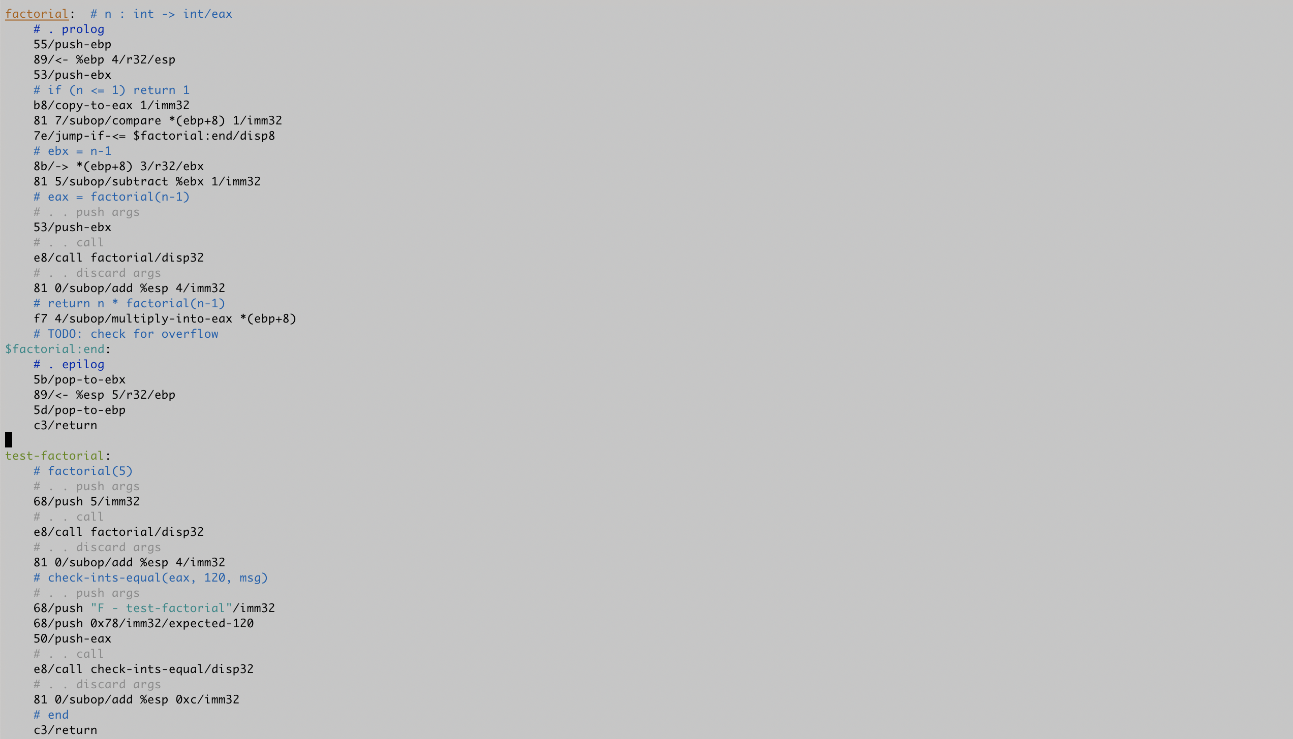 Version 1 with syntax sugar for addressing modes takes up 50 lines and 40 columns.