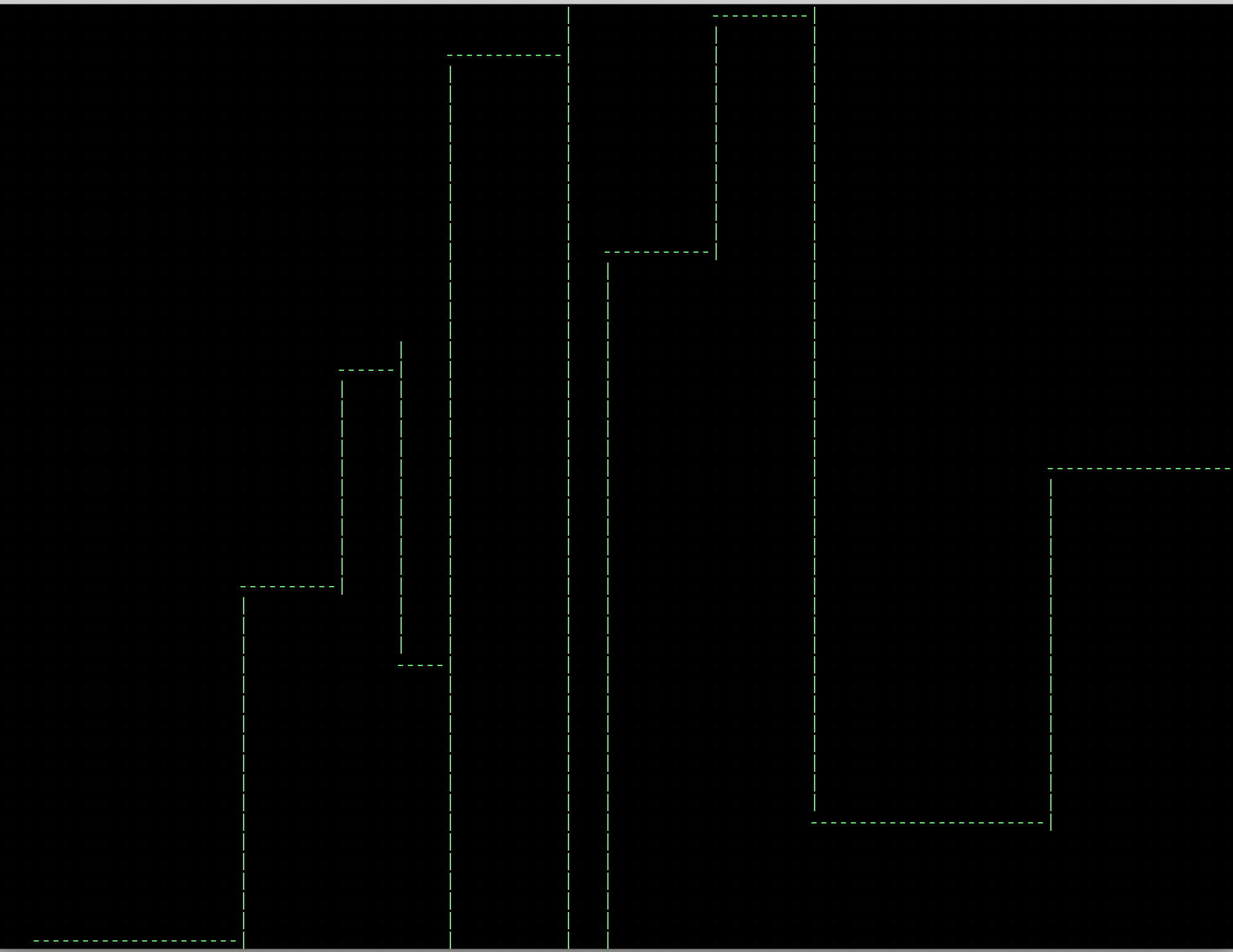 simple line drawing of a manhattan skyline, green on black