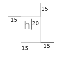 a drawing labeling the top, left, right and bottom _margins_ of a rectangle in grey, and the height of a single letter 'h' within the rectangle