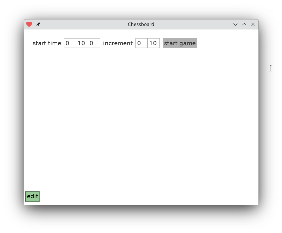 screenshot of Lua Carousel showing a rudimentary screen to select time controls for a game of chess